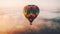 Hot air balloon flying in mid air, an adventurous transportation in nature generated by AI