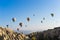 Hot air balloon flying over Cappadocia