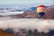 Hot air balloon flying over Swiss Alps, Jungfraujoch Switzerland