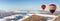 Hot air balloon flying over Swiss Alps, Jungfraujoch Switzerland