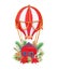 Hot air balloon house. Red wooden house.