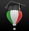 Hot Air Balloon with Italian Flag and Graduation cap