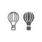 Hot air balloon line and glyph icon, airship and flight, aerostat sign, vector graphics, a linear pattern on a white