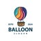 Hot air balloon logo premium creative design colorful air transport symbol template simple style