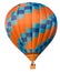 Hot air balloon orange and blue on white background