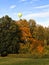 Hot air balloon over the autumn Park in Pavlovsk