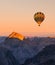 Hot air balloon over Mount Moses Sinai sunset