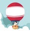 Hot air balloon with penguin Flat vector