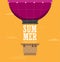 Hot air balloon. Planning summer vacations. Tourism and vacation theme. Flat design vector illustration