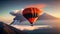 Hot air balloon ride over the mountains
