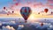 Hot Air Balloon Ride at sunrise background