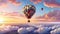 Hot Air Balloon Ride at sunrise background for wide banner of travel agency