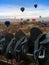 Hot air balloon Rider Leather Saddles Rock Sites of Cappadocia central Turkey