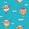 Hot air balloon seamless pattern