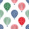 Hot air balloon seamless pattern. Bright colors hot air balloons design.