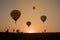 Hot air balloon in the sky sunset background