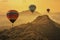Hot air balloon in the sky sunset background