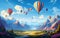 Hot Air Balloon Soaring. Generative AI