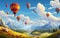 Hot Air Balloon Soaring. Generative AI