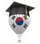 Hot Air Balloon with South Korean Flag and Graduation cap