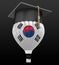 Hot Air Balloon with South Korean Flag and Graduation cap
