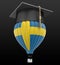 Hot Air Balloon with Swedish flag and Graduation cap