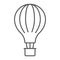 Hot air balloon thin line icon, airship and flight, aerostat sign, vector graphics, a linear pattern on white background