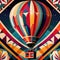 Hot air balloon transport, elegant vintage retro art deco style illustration