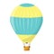 A hot air balloon in yellow and blue. Aerostat isolated