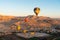 Hot air Balloons above Valley of the King in Luxor city in a morning, Upper Egypt