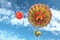 Hot-air balloons with blue sky and clouds background