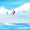 Hot-air balloons in the cloudy blue sky, Realistic Vector illustration (not traced)