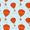 Hot air balloons with delivery boxes. Seamless pattern of shipping goods by air. Blue background