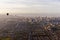 Hot Air Balloons Dotted Perfectly In A Line Of 3 Looking At Melbourne CBD