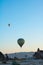 Hot air balloons and fairy chimneys in Cappadocia Turkey