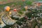 Hot air balloons flight over Cappadocia, tourist attraction, Turkey