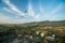 Hot Air Balloons Floating Above Vineyards