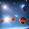Hot air balloons flying colorful background dramatic cinematic