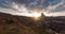 Hot air balloons flying over the valley at Cappadocia. Turkey, timelapse.