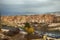 Hot Air balloons flying tour over Mountains landscape autumn sunrice Cappadocia, Goreme National Park,