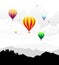 Hot Air Balloons on Mountain Landscape-Vector