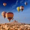 Hot air balloons near Uchisar castle