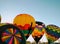 Hot air balloons preparing for lift off in Pahrump, Nevada