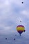 Hot Air Balloons rising with copy space