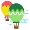 Hot air balloons in sky. Adventure color icon