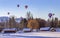 Hot air balloons in the snow