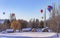 Hot air balloons in the snow