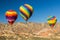 Hot air balloons in Zhangye Danxia National Geopark, Gansu Province, Chi