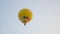 Hot air colorful balloon fly over the white limestone mountains