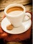 Hot aromatic morning espresso coffee